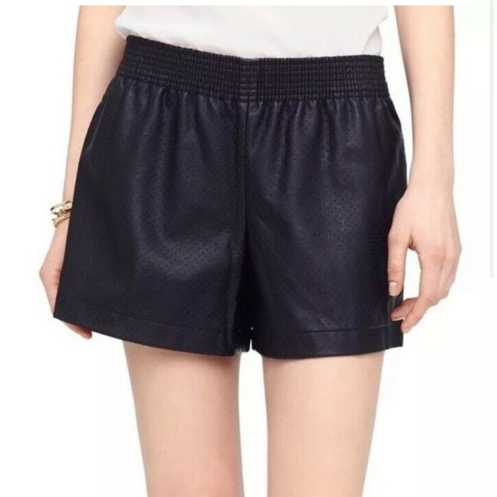 Club Monaco Faux Leather Shorts (size 00, black)